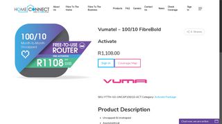 Vumatel - 100/10 FibreBold Activate - Home-Connect