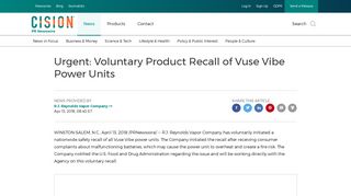 Urgent: Voluntary Product Recall of Vuse Vibe Power Units