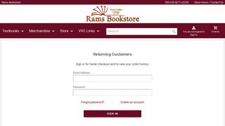 Login / Create An Account | Rams Bookstore - VVC Rams Bookstore