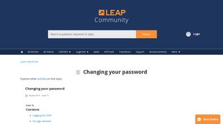 Changing your password - LEAP Community