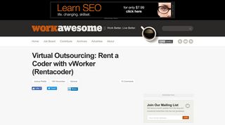 Virtual Outsourcing: Rent a Coder with vWorker (Rentacoder)