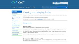Creating and Using My Profile | VWR