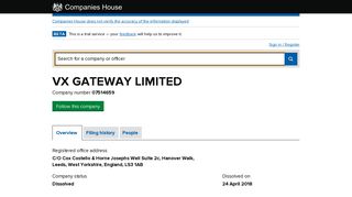 VX GATEWAY LIMITED - Overview (free company information from ...