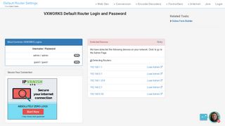 VXWORKS Default Router Login and Password - Clean CSS
