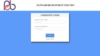 Patwari Recruitment Test 2017 - Applicant Login