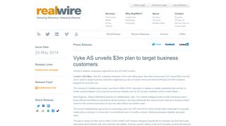Vyke AS unveils $3m plan to target business customers - RealWire