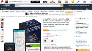 Amazon.com: GPS Tracker Vyncs No Monthly Fee OBD, Real Time 3G ...