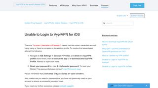 Unable to Login to VyprVPN for iOS – Golden Frog Support