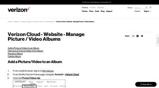 Verizon Cloud - Website - Manage Picture / Video Albums | Verizon ...
