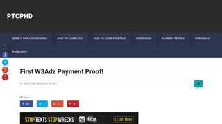 First W3Adz Payment Proof by PTCPHD, Find out how to get paid now!