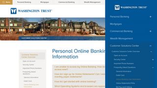 Online Banking User Information FAQs at Washington Trust