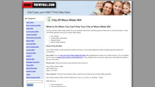 City Of Waco Water Bill | - ICantPayMyBill.com