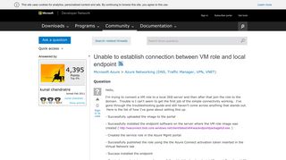 Unable to establish connection between VM role and local endpoint ...