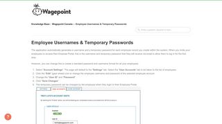Employee Usernames & Temporary Passwords | Wagepoint