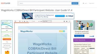 WageWorks COBRA/Direct Bill Participant Website. User Guide V1.4 ...
