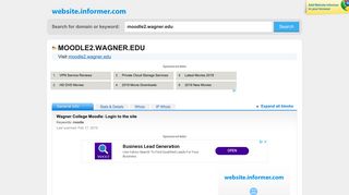 moodle2.wagner.edu at WI. Wagner College Moodle: Login to the site