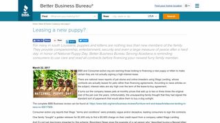 Leasing a new puppy? - Better Business Bureau
