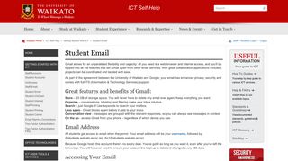 Student Email - ICT Self Help : University of Waikato