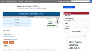 Wailuku Federal Credit Union - Wailuku, HI - Credit Unions Online