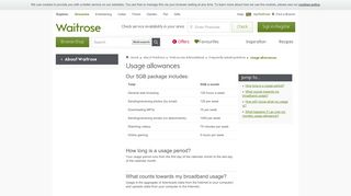 Usage allowances - Web access & Broadband - Waitrose.com