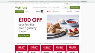 £100 off your first five shops - Waitrose