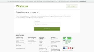 Request Password Reset - Waitrose