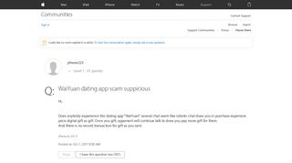 WaiYuan dating app scam suppicious - Apple Community - Apple ...