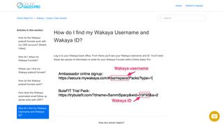 How do I find my Wakaya Username and Wakaya ID? - Online Sales Pro
