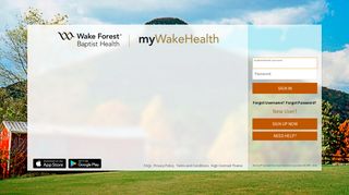 Terms and Conditions - myWakeHealth - Login Page