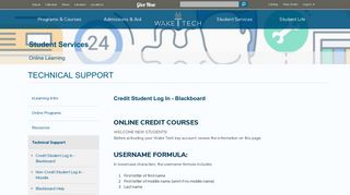 Credit Student Log In - Blackboard | Wake Technical Community College