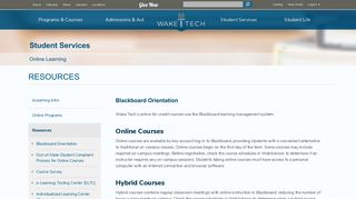 Blackboard Orientation | Wake Technical Community College