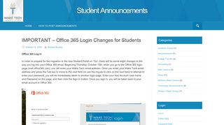 IMPORTANT – Office 365 Login Changes for Students | Student ...