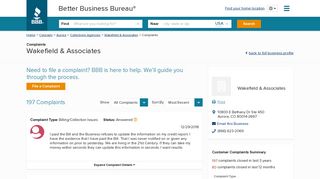 Wakefield & Associates | Complaints | Better Business Bureau® Profile