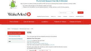 VPN - Remote Access Center - WakeMed - Raleigh, NC
