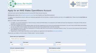 Apply for an NHS Wales OpenAthens Account - OpenAthens Self ...