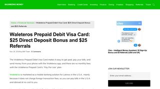 Waleteros Prepaid Debit Visa Card: $25 Direct Deposit Bonus Referrals
