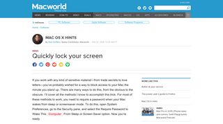 Quickly lock your screen | Macworld