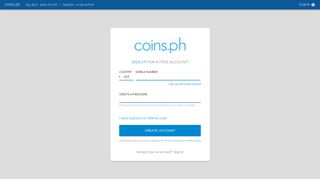 Sign Up. - Coins Mobile Wallet