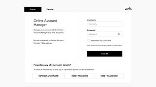 Login - Online Account Manager | Wallis