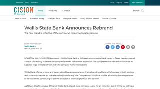 Wallis State Bank Announces Rebrand - PR Newswire