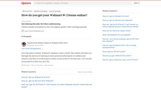 How to get your Walmart W-2 forms online - Quora