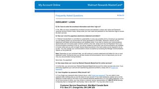 Frequently Asked Questions - Walmart Canada Bank
