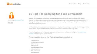 15 Tips For Applying for a Job at Walmart - JobUnlocker.com