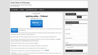 Applying online – Walmart – Notes from NCWiseman