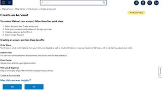 Walmart.com Help: Create an Account