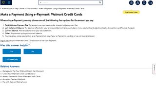 Walmart.com Help: Make a Payment Using e-Payment: Walmart Credit ...