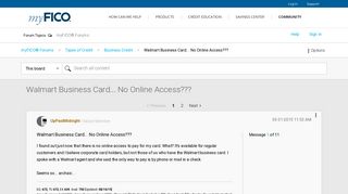 Walmart Business Card... No Online Access??? - myFICO® Forums ...