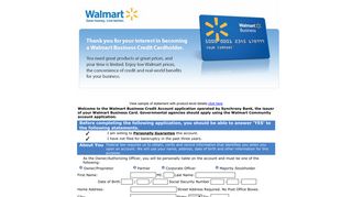 Walmart Business Credit Account - Synchrony Bank Redirect