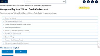 Walmart.com Help: Manage and Pay Your Walmart Credit Card Account