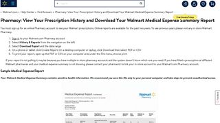 Walmart.com Help: Pharmacy: View Your Prescription History and ...